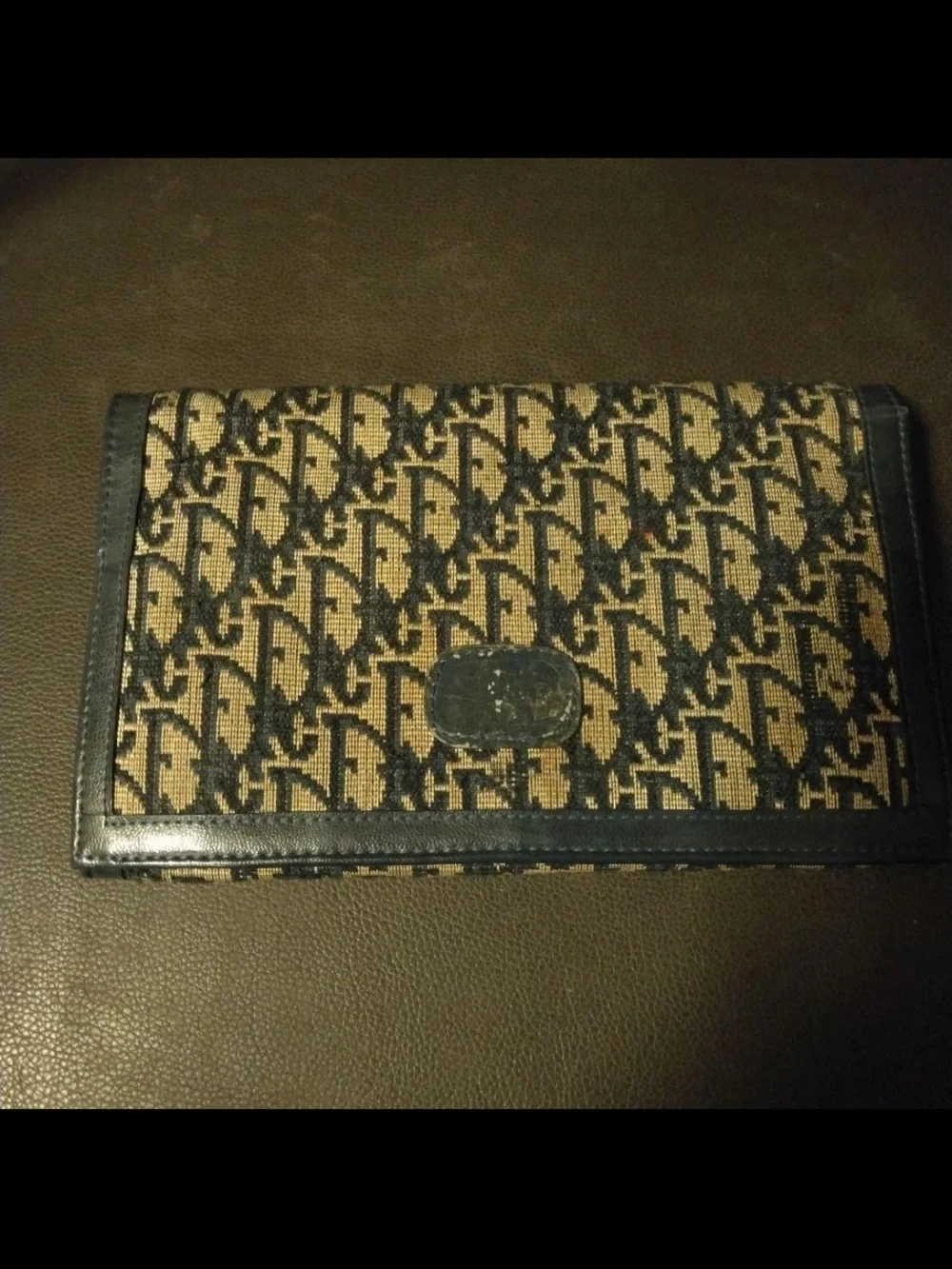Dior Brown and Black Monogram Clutch
